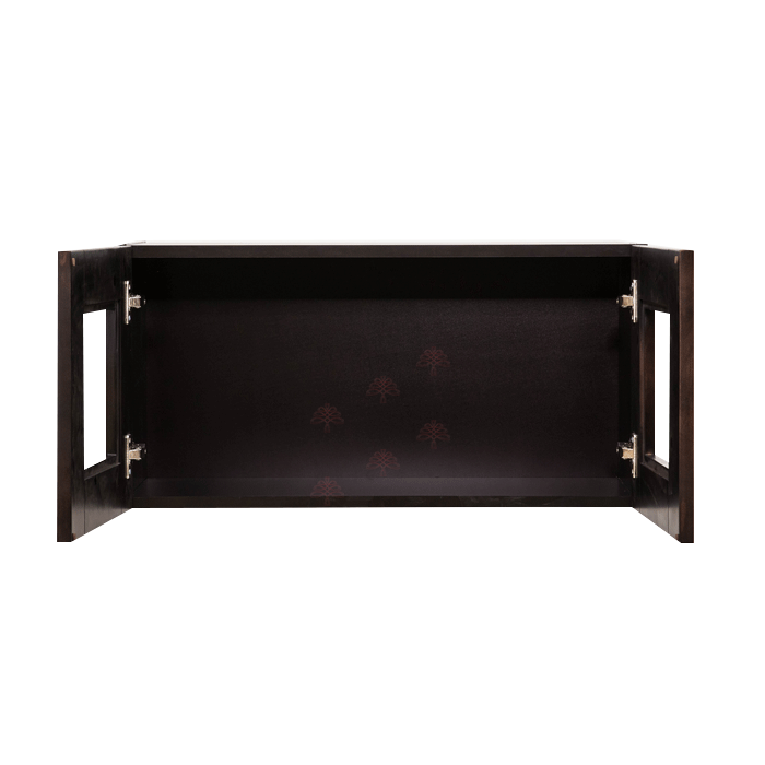 Anchester Espresso Wall Mullion Door Cabinet 2 Doors No Shelf 24 Inch Depth Glass Not Included