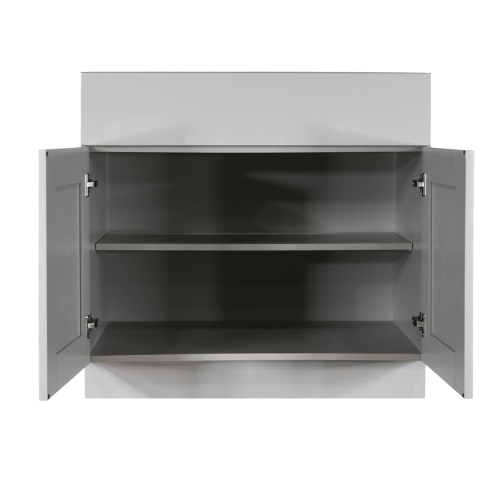 Anchester Gray Base Cabinet 2 Drawers 2 Doors 1 Adjustable Shelf