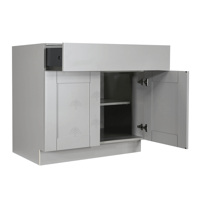 Anchester Gray Base Cabinet 2 Drawers 2 Doors 1 Adjustable Shelf