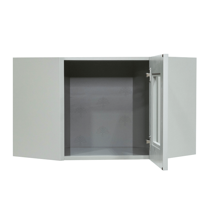 Anchester Gray Wall Mullion Door Diagonal Corner Cabinet 1 Door No Shelf Glass Not Included