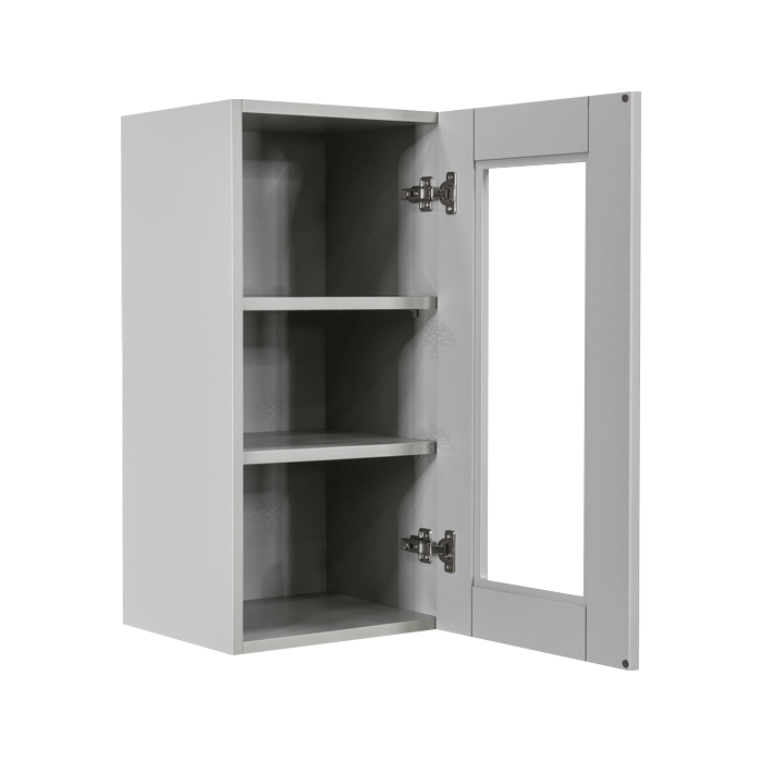 Anchester Gray Wall Mullion Door Cabinet 1 Door 2 Adjustable Shelves 30 Inch Height Glass Not Included