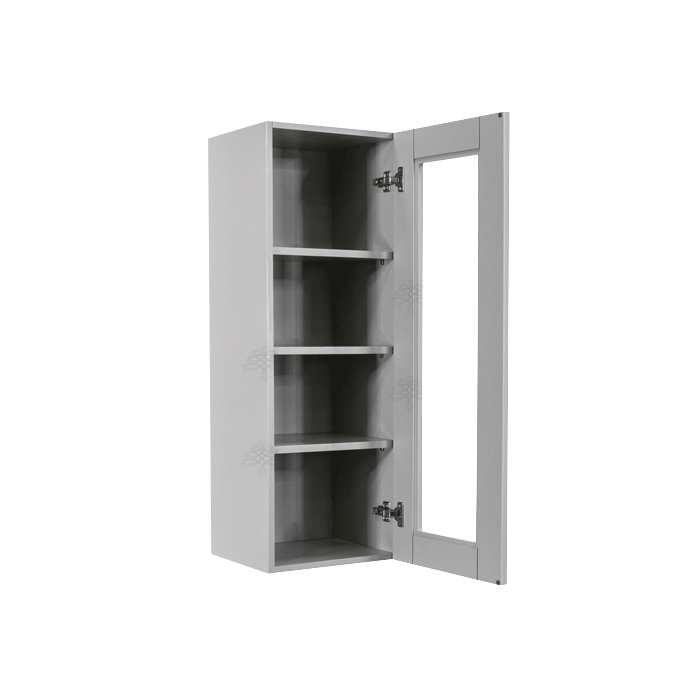 Anchester Gray Wall Mullion Door Cabinet 1 Door 3 Adjustable Shelves Glass Not Included