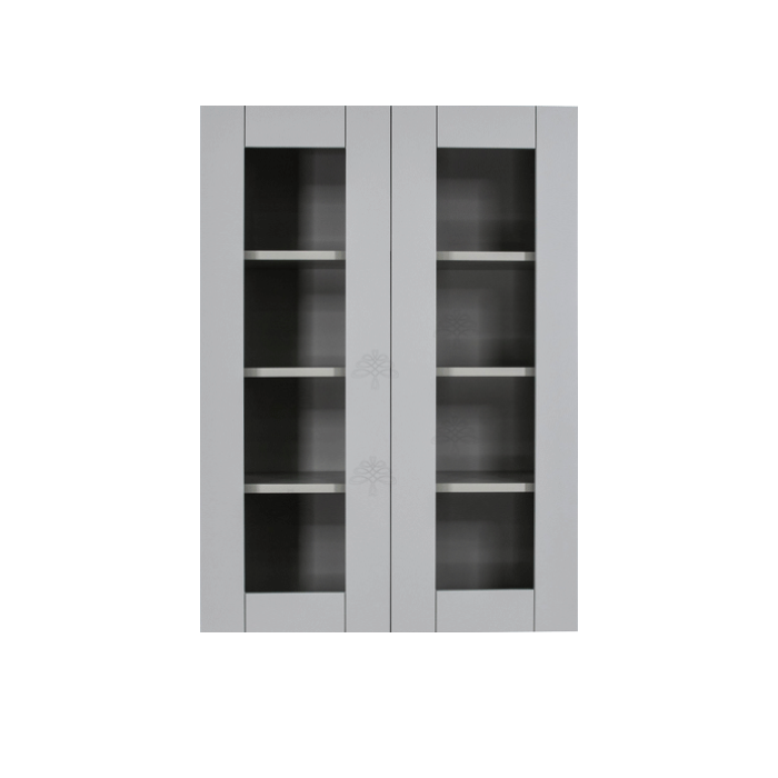 Anchester Gray Wall Mullion Door Cabinet 2 Doors 3 Adjustable Shelves Glass Not Included