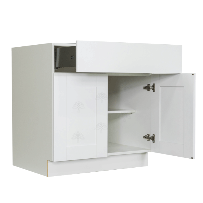 Anchester White Base Cabinet 2 Drawers 2 Doors 1 Adjustable Shelf