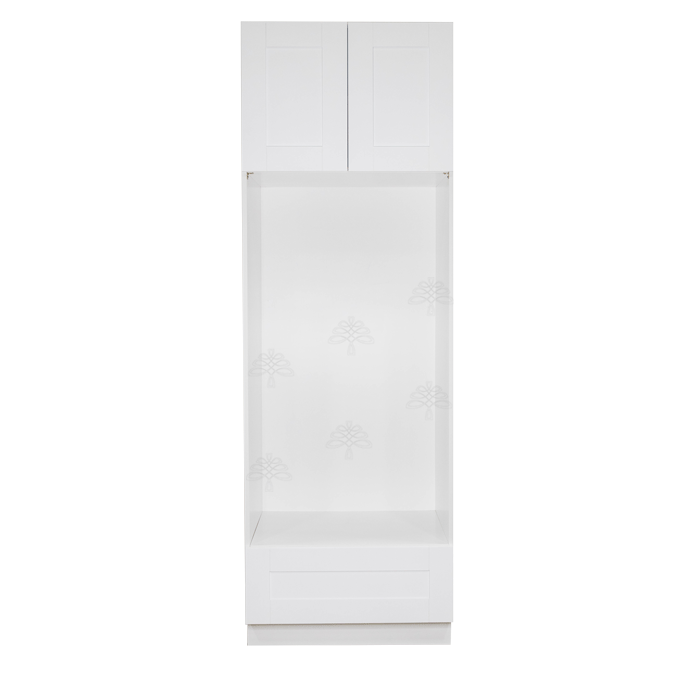 Anchester White Tall Double Oven Cabinet 2 Upper Doors and 1 Lower Drawer