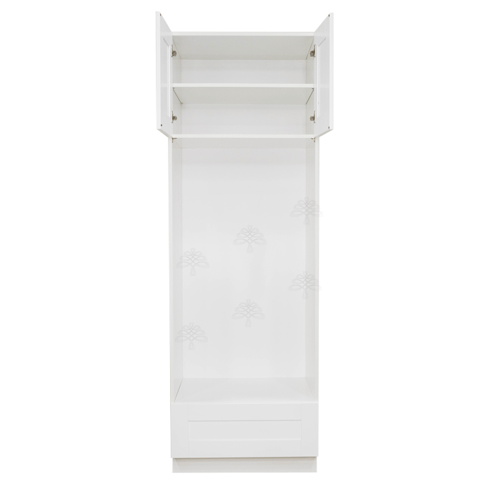 Anchester White Tall Double Oven Cabinet 2 Upper Doors and 1 Lower Drawer