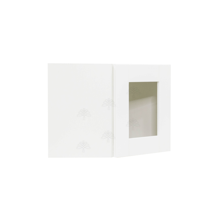 Anchester White Wall Mullion Door Diagonal Corner Cabinet 1 Door No Shelf Glass Not Included