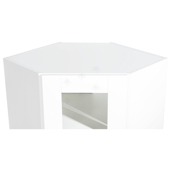 Anchester White Wall Mullion Door Diagonal Corner Cabinet 1 Door 2 Adjustable Shelves Glass Not Included