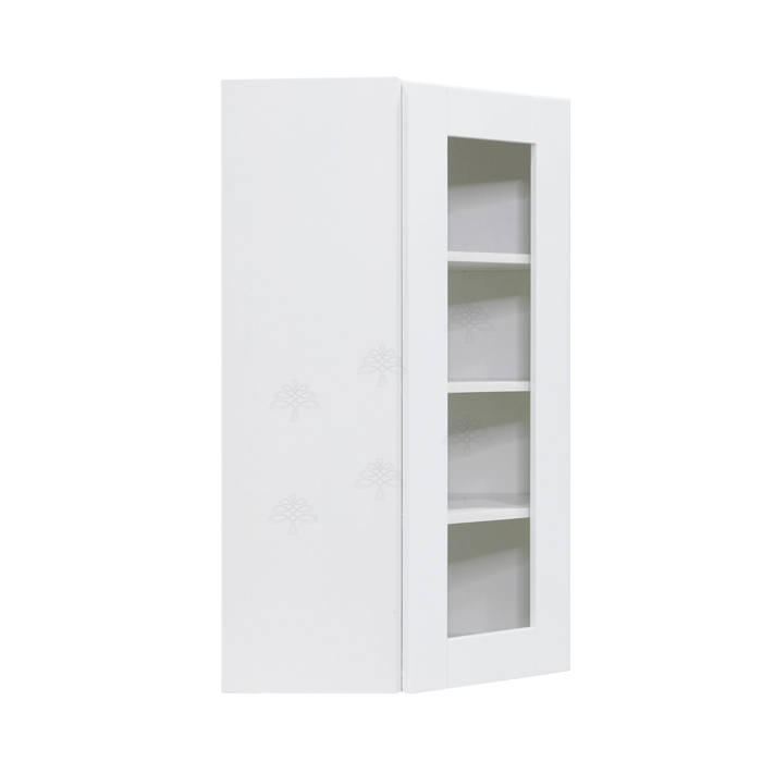 Anchester White Wall Mullion Door Diagonal Corner Cabinet 1 Door 3 Adjustable Shelves Glass Not Included
