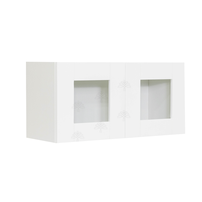 Anchester White Wall Mullion Door Cabinet 2 Doors No Shelf Glass Not Included