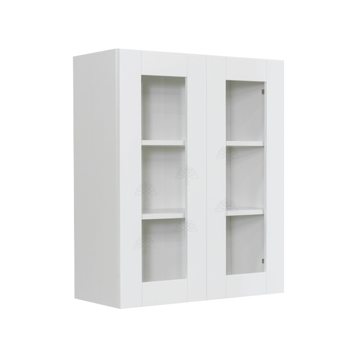 Anchester White Wall Mullion Door Cabinet 2 Doors 2 Adjustable Shelves Glass Not Included