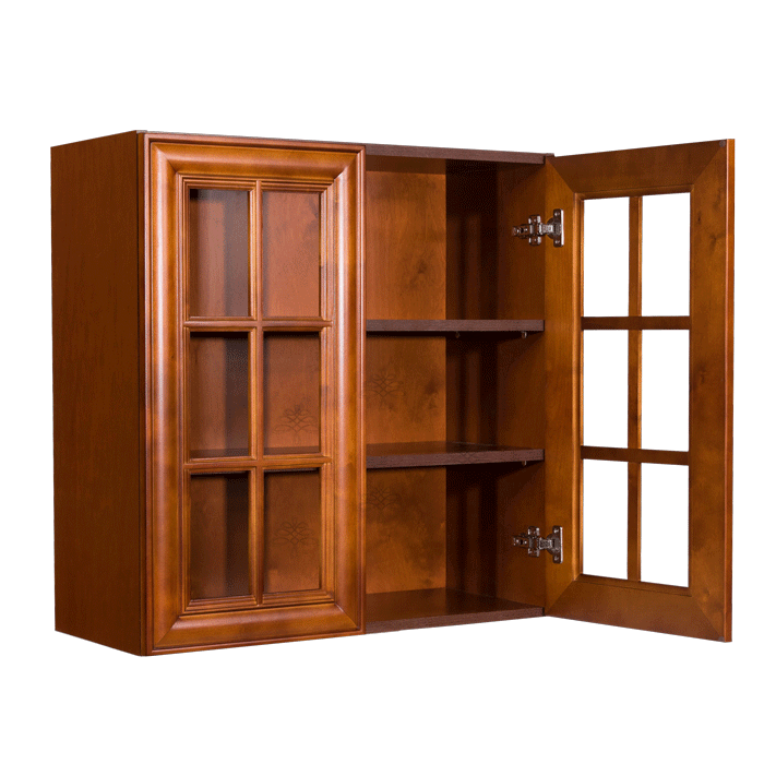Cambridge Wall Mullion Door Cabinet 2 Doors 2 Adjustable Shelves Glass Not Included