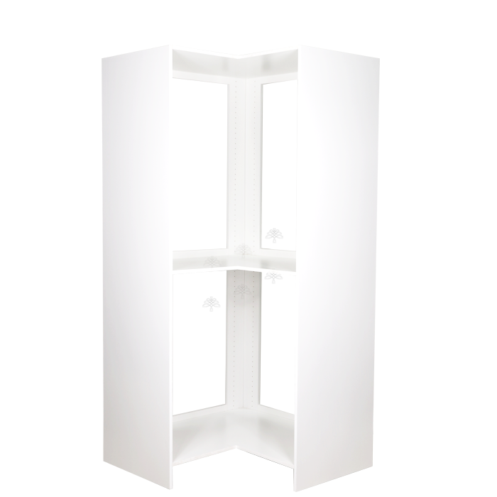 Closet White Finish Tall Corner Cabinet