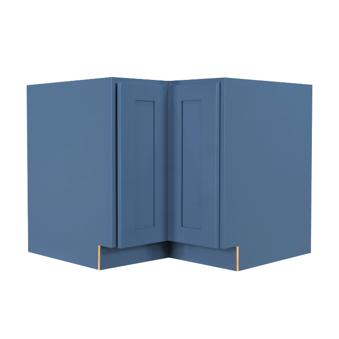 Lancaster Blue Lazy Susan Base Cabinet 2 Full Height Folding Doors