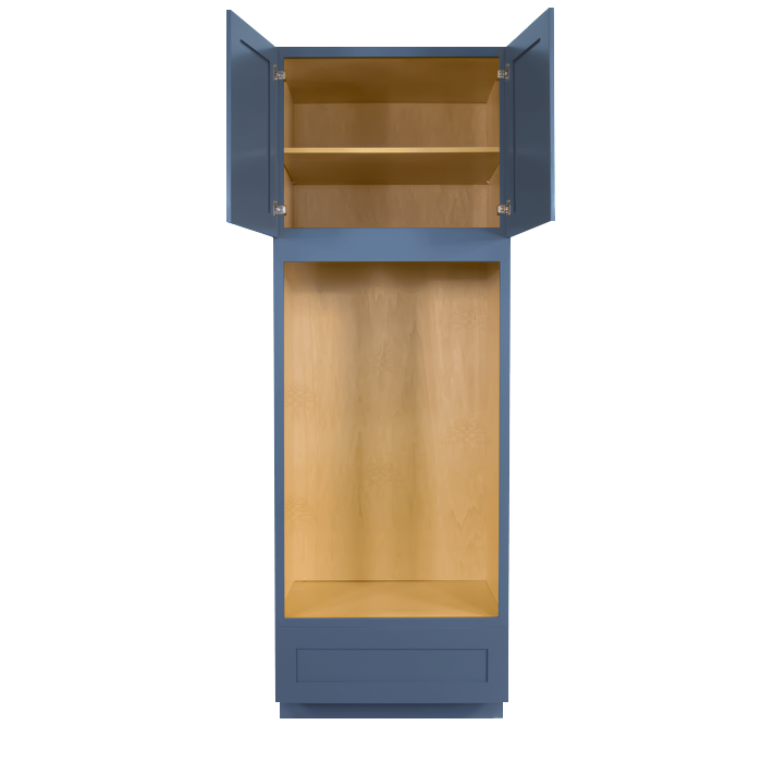 Lancaster Blue Tall Double Oven Cabinet 2 Upper Doors and 1 Lower Drawer