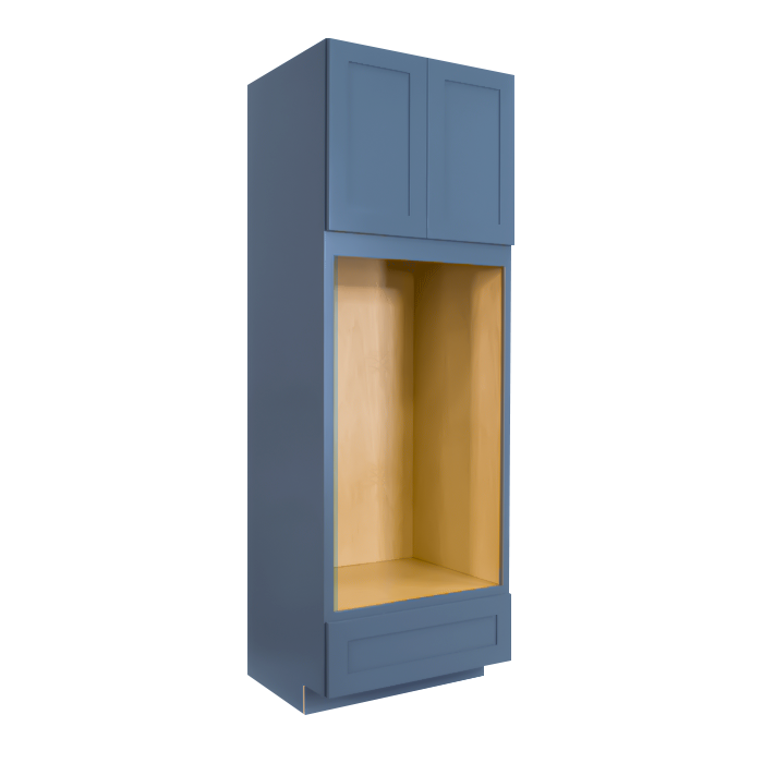 Lancaster Blue Tall Double Oven Cabinet 2 Upper Doors and 1 Lower Drawer