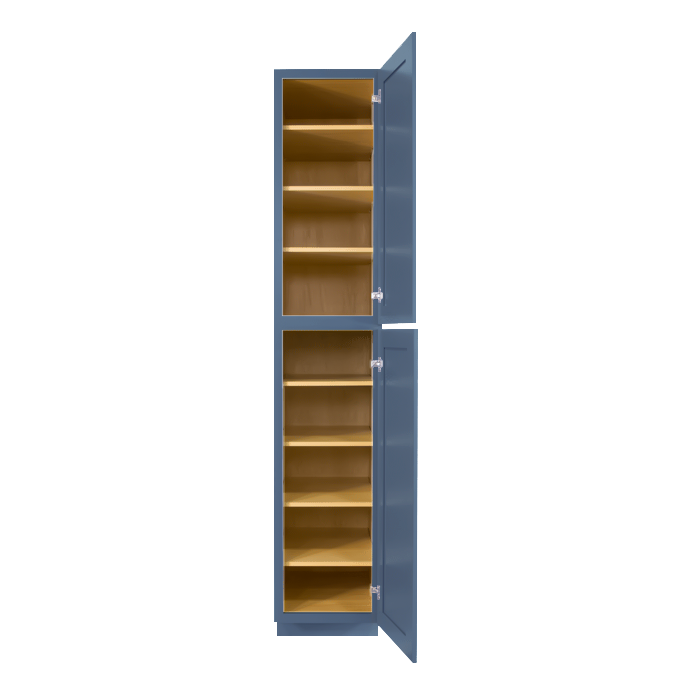 Lancaster Blue Tall Pantry 1 Upper Door and 1 Lower Door