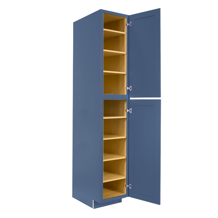 Lancaster Blue Tall Pantry 1 Upper Door and 1 Lower Door