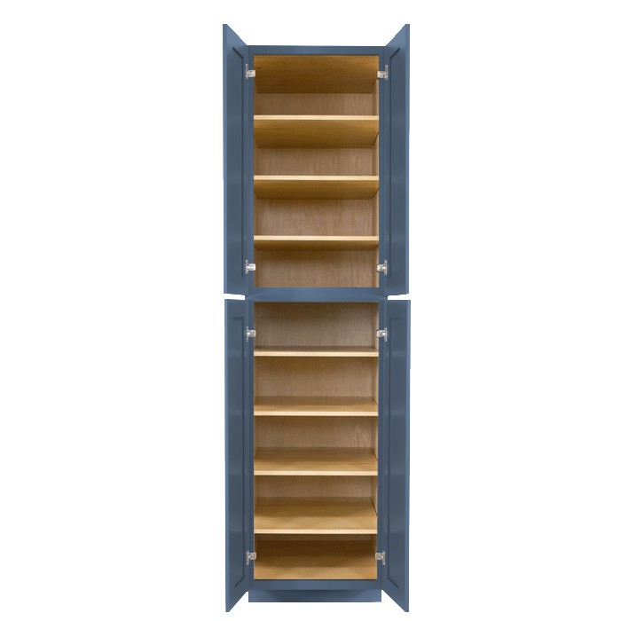 Lancaster Blue Tall Pantry 2 Upper Doors and 2 Lower Doors