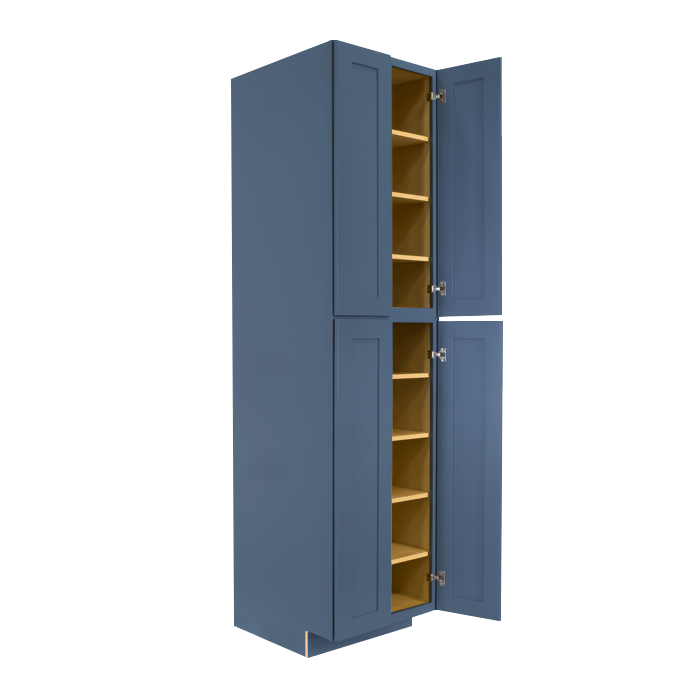Lancaster Blue Tall Pantry 2 Upper Doors and 2 Lower Doors