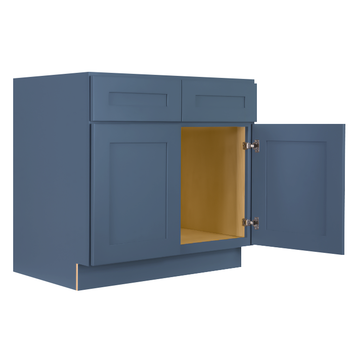 Lancaster Blue Sink Base Cabinet 2 Dummy Drawer 2 Doors