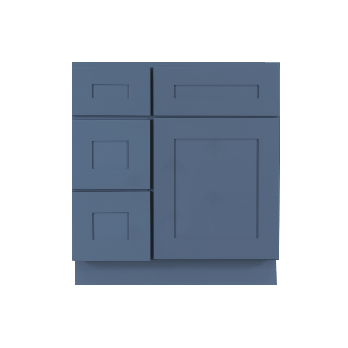 Lancaster Blue Vanity Sink Base Cabinet 1 Dummy Drawer 1 Door (Left)