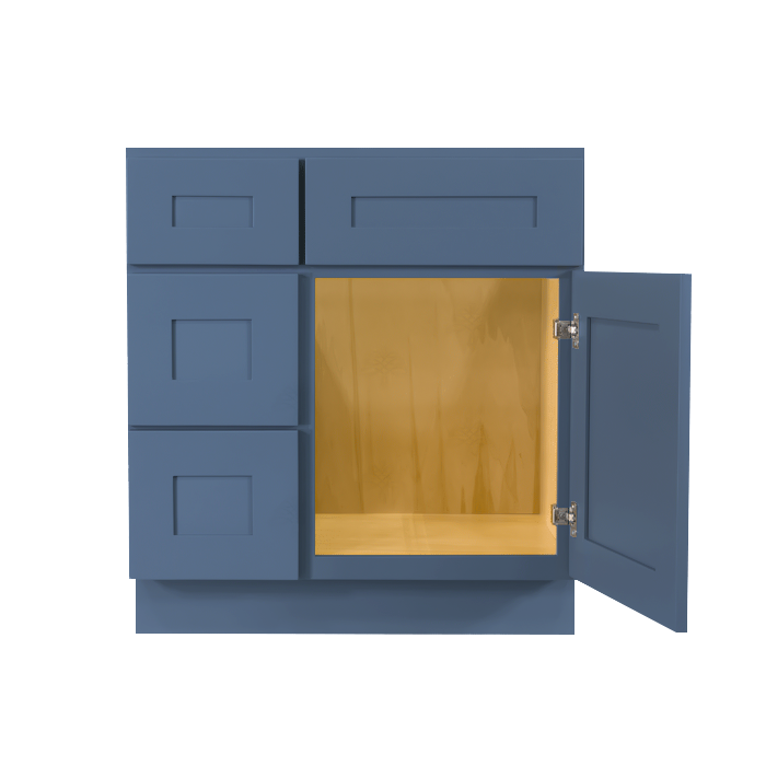 Lancaster Blue Vanity Sink Base Cabinet 1 Dummy Drawer 1 Door (Left)