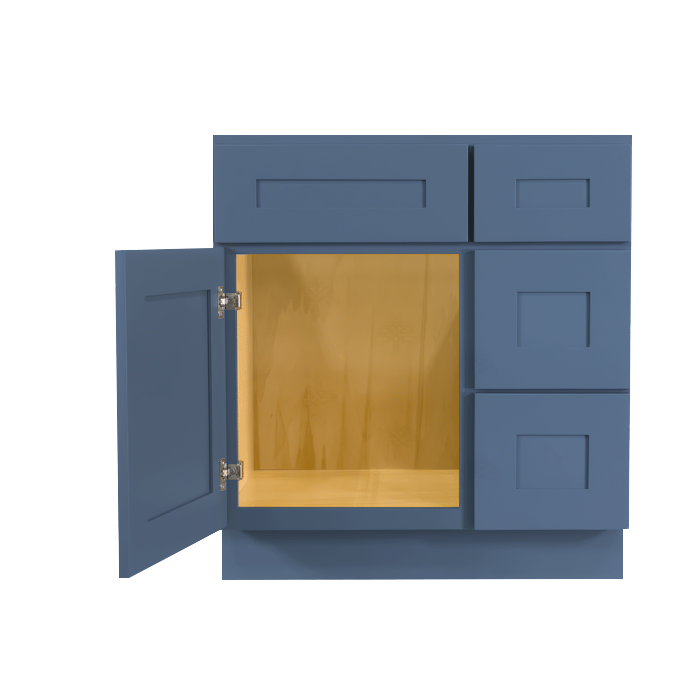 Lancaster Blue Vanity Sink Base Cabinet 1 Dummy Drawer 1 Door (Right)