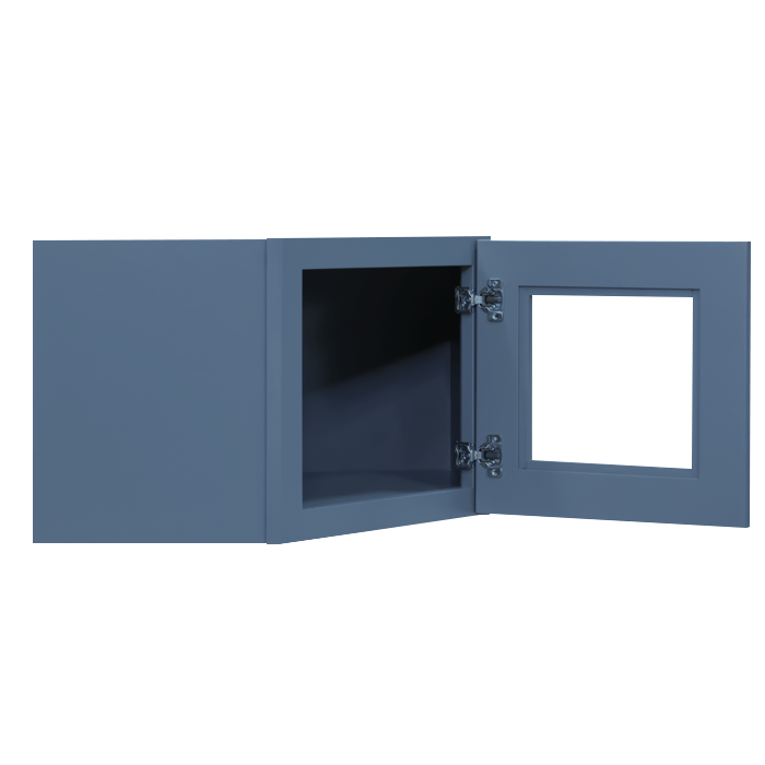 Lancaster Blue Wall Diagonal Mullion Door Cabinet 1 Door No Shelf Glass Not Included
