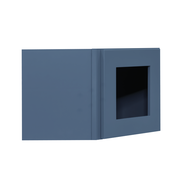 Lancaster Blue Wall Diagonal Mullion Door Cabinet 1 Door No Shelf Glass Not Included