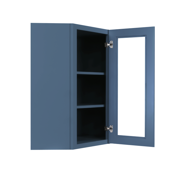 Lancaster Blue Wall Diagonal Mullion Door Cabinet 1 Door 2 Adjustable Shelves Glass not Included