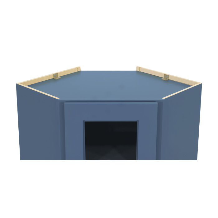 Lancaster Blue Wall Diagonal Mullion Door Cabinet 1 Door 2 Adjustable Shelves Glass not Included