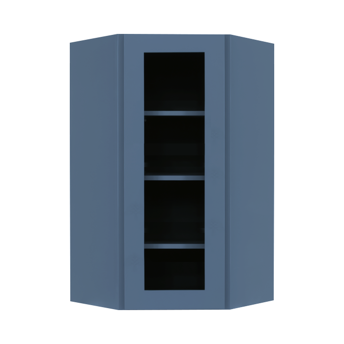 Lancaster Blue Wall Diagonal Mullion Door Cabinet 1 Door 3 Adjustable Shelves Glass not Included