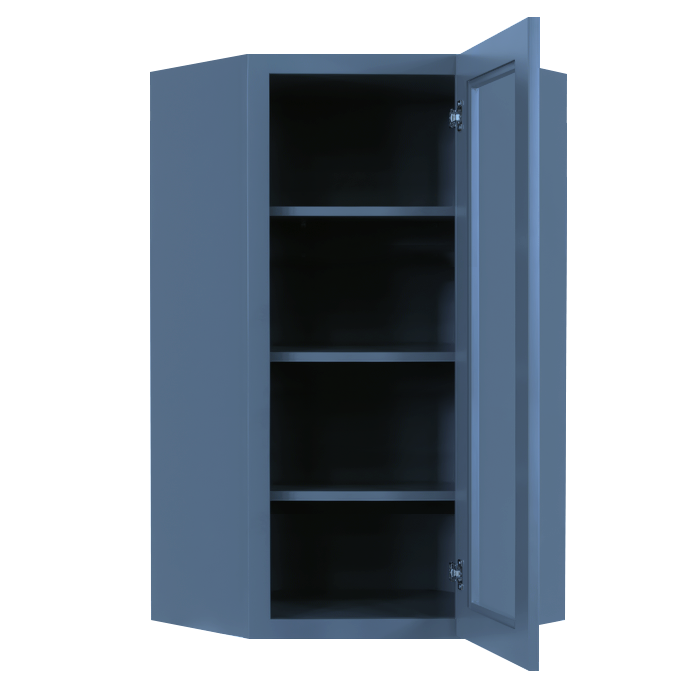 Lancaster Blue Wall Diagonal Mullion Door Cabinet 1 Door 3 Adjustable Shelves Glass not Included