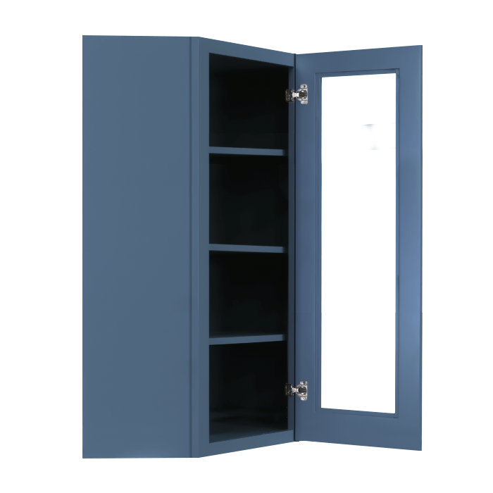 Lancaster Blue Wall Diagonal Mullion Door Cabinet 1 Door 3 Adjustable Shelves Glass not Included
