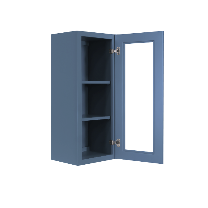 Lancaster Blue Wall Mullion Door Cabinet 1 Door 2 Adjustable Shelves Glass not Included