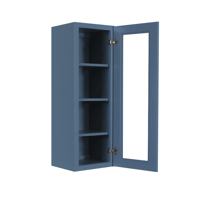 Lancaster Blue Wall Mullion Door Cabinet 1 Door 3 Adjustable Shelves Glass not Included