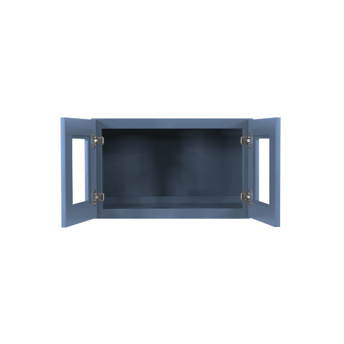 Lancaster Blue Wall Mullion Door Cabinet 2 Doors No Shelves Glass not inclued
