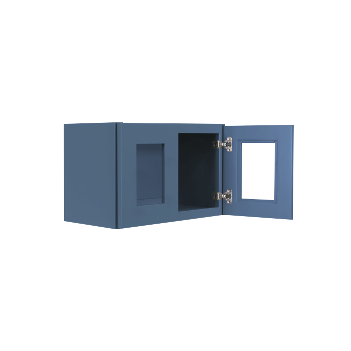 Lancaster Blue Wall Mullion Door Cabinet 2 Doors No Shelves Glass not inclued