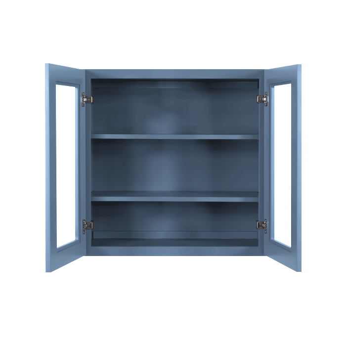 Lancaster Blue Wall Mullion Door Cabinet 2 Door 2 Adjustable Shelves Glass not Included
