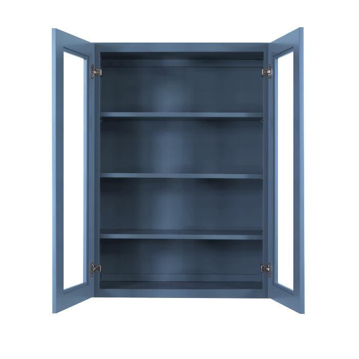 Lancaster Blue Wall Mullion Door Cabinet 2 Doors 3 Adjustable Shelves Glass not Included