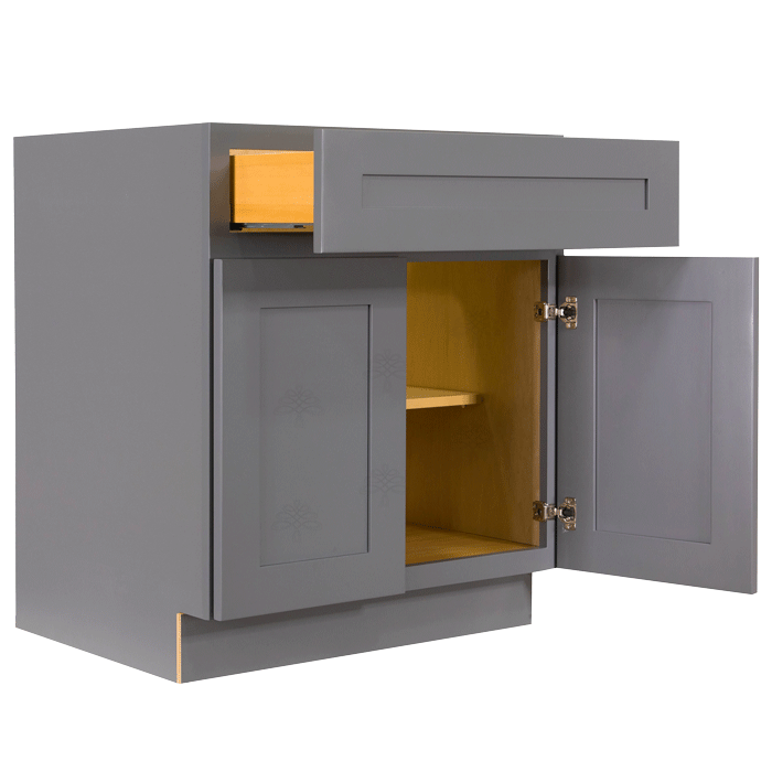 Lancaster Gray Base Cabinet 1 Drawer 2 Doors 1 Adjustable Shelf