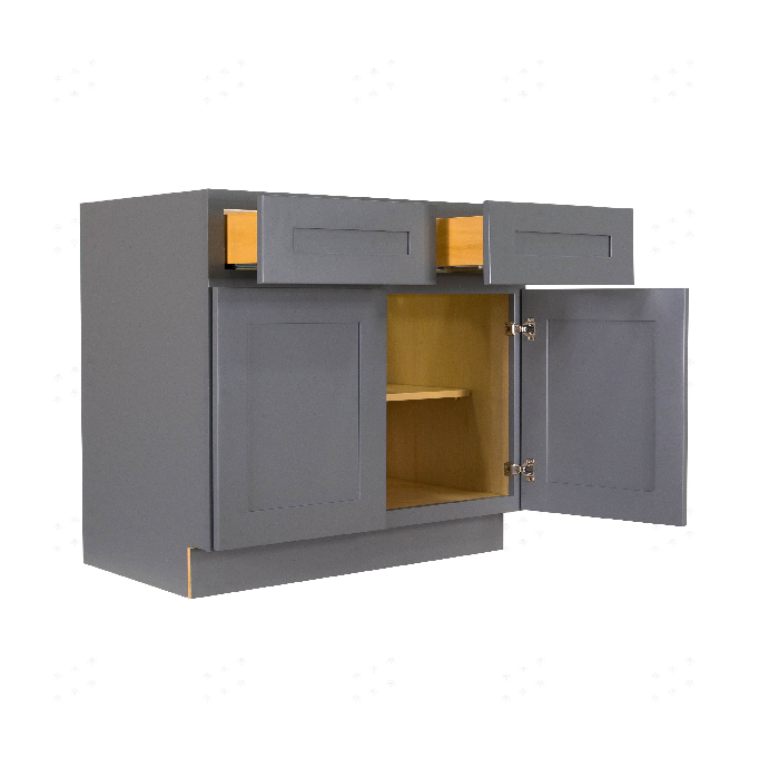 Lancaster Gray Base Cabinet 2 Drawers 2 Doors 1 Adjustable Shelf