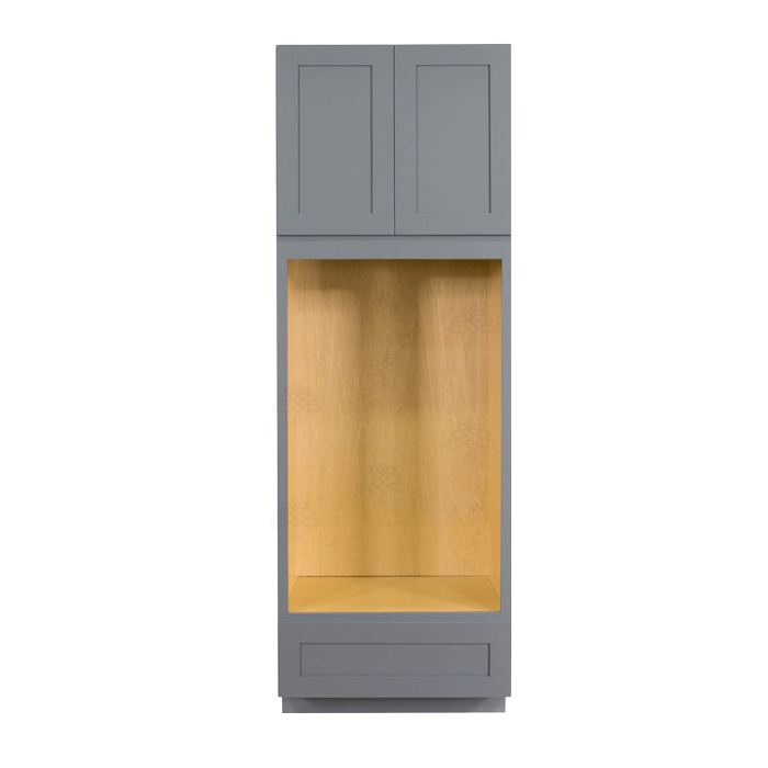 Lancaster Gray Tall Double Oven Cabinet 2 Upper Doors and 1 Lower Drawer