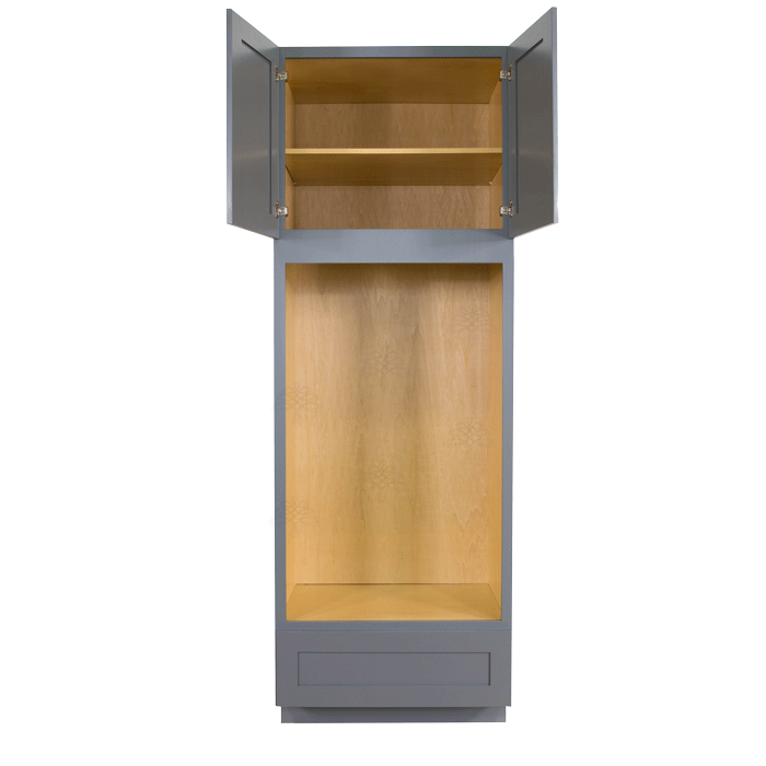 Lancaster Gray Tall Double Oven Cabinet 2 Upper Doors and 1 Lower Drawer