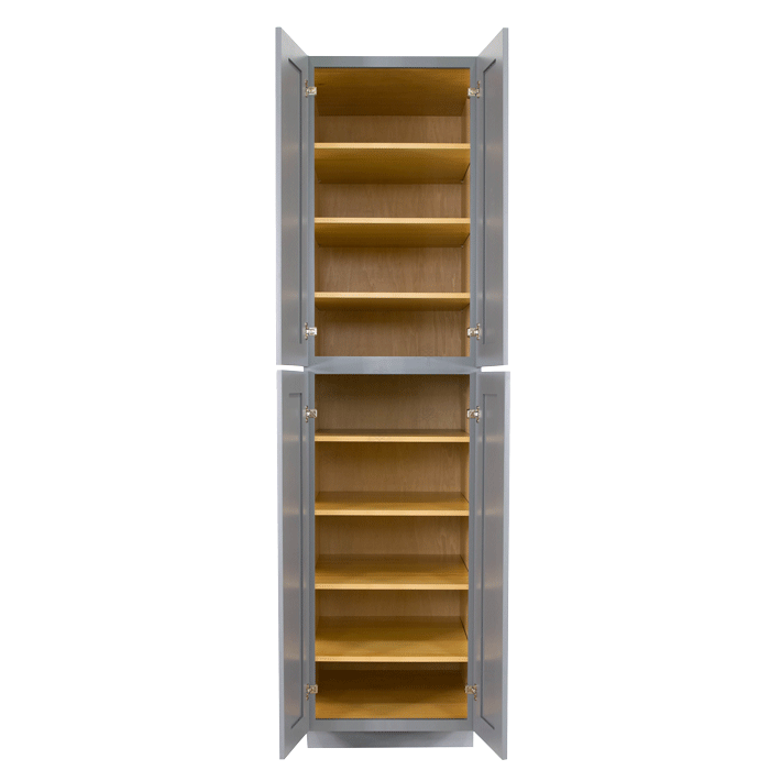 Lancaster Gray Tall Pantry 2 Upper Doors and 2 Lower Doors