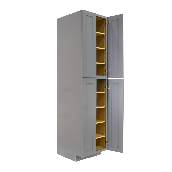 Lancaster Gray Tall Pantry 2 Upper Doors and 2 Lower Doors