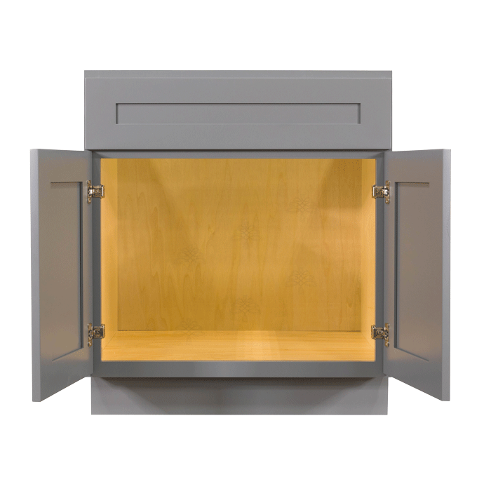 Lancaster Gray Sink Base Cabinet 1 Dummy Drawer 2 Doors