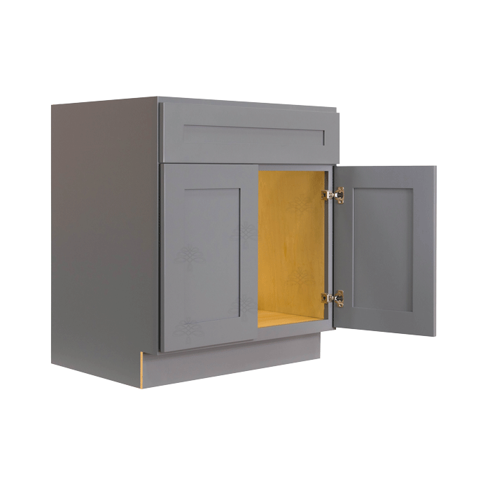 Lancaster Gray Sink Base Cabinet 1 Dummy Drawer 2 Doors
