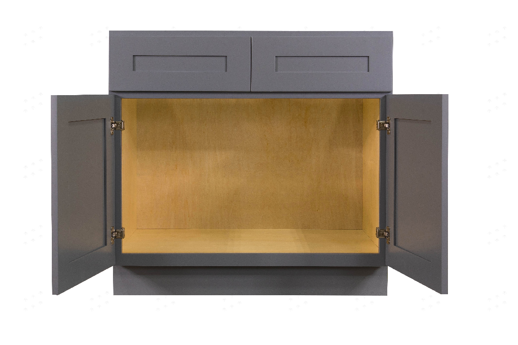 Lancaster Gray Sink Base Cabinet 2 Dummy Drawer 2 Doors